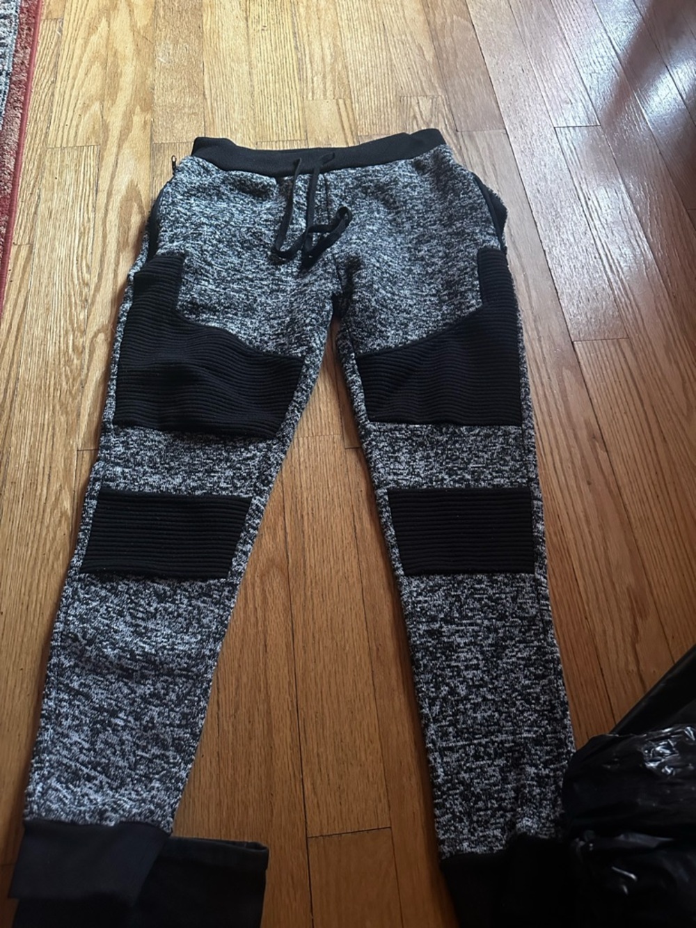 mecca Black & Gray Knit Panel Joggers